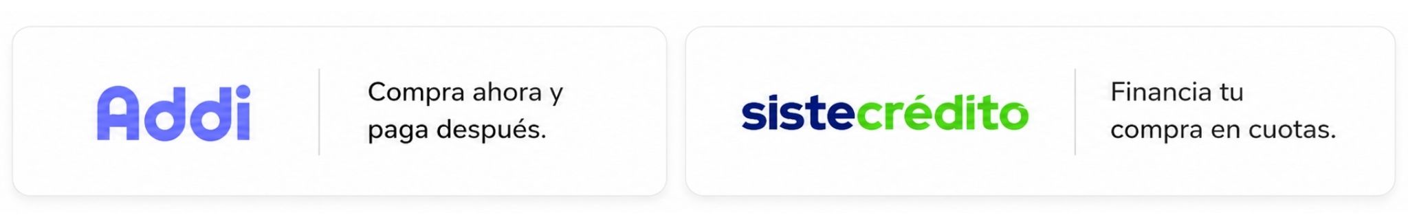 Métodos de financiamiento disponibles en NAXU: Addi y Sistecredito