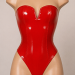 Body Enterizo Strapless Efecto Charol Brillante para Mujer