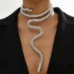 Collar Serpiente con Cristales Brillantes Joya Elegante y Ajustable para Mujer