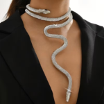Collar Serpiente con Cristales Brillantes Joya Elegante y Ajustable para Mujer - Imagen 2
