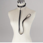 Collar Gargantilla con Correa Desmontable en Cuero Negro