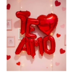Globos Metálicos de Letras Frase "TE AMO" con Globo de Corazón