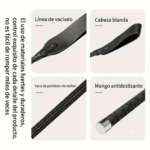 Fusta de Castigo Flexible Negra con Mango Ergonómico y Lengüeta de Cuero - Imagen 3