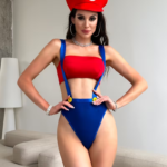 Disfraz Lencería Cosplay Gamer con Tirantes y Gorra Temática Mario Bros
