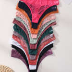 Panty Tanga de Encaje Transparente para Mujer Animal Print
