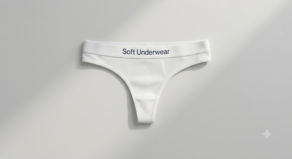 soft Tanga Blanca de Algodón Acanalado con Elástico Confort Soft Underwear - Imagen 1