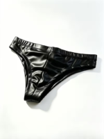Slip Interior de Cuero Negro Brillante para Hombre