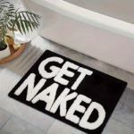 Tapete Divertido Get Naked Blanco y Negro Antideslizante de Felpa Suave