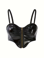 Top Corset de Vinilo Negro Brillante