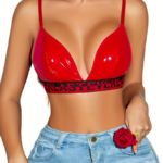 Bralette de Vinilo Rojo Brillante Top