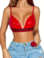 Bralette de Vinilo Rojo Brillante Top