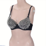 Top Brasier Negro con Tachuelas y Spikes Metálicos Plateados - Imagen 2