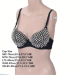 Top Brasier Negro con Tachuelas y Spikes Metálicos Plateados - Imagen 4