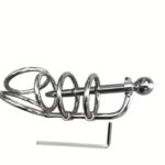 Dispositivo de Castidad Masculina Tipo Cobra en Acero Inoxidable con Sondaje Uretral y Anillos Múltiples