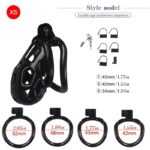 Jaula de Castidad Masculina Ergonómica de Resina Negra - Talla XS con 4 Anillos