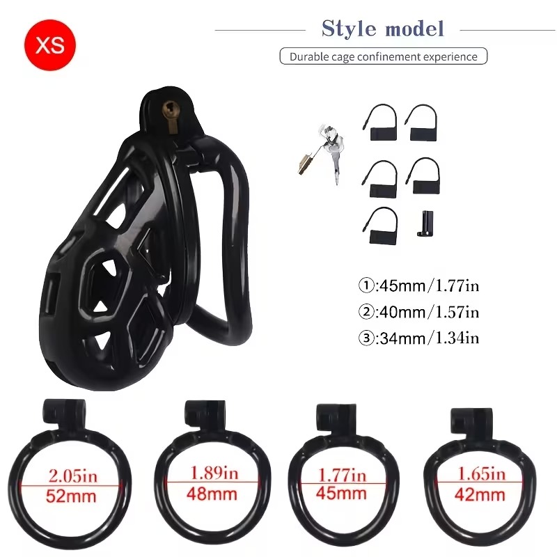 WhatsApp Image 2026-07-29 at 5.00.01 PM Jaula de Castidad Masculina Ergonómica de Resina Negra - Talla XS con 4 Anillos - Imagen 1
