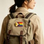 Pin Metálico Rectangular Bandera LGBTIQ+ Progress Pride Dorado - Imagen 2