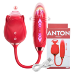 Vibrador Dual Recargable ANTON con Diseño de Rosa y Bala Estimulante Modo Clítoris y Punto G