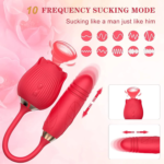 Vibrador Dual Recargable ANTON con Diseño de Rosa y Bala Estimulante Modo Clítoris y Punto G - Imagen 3