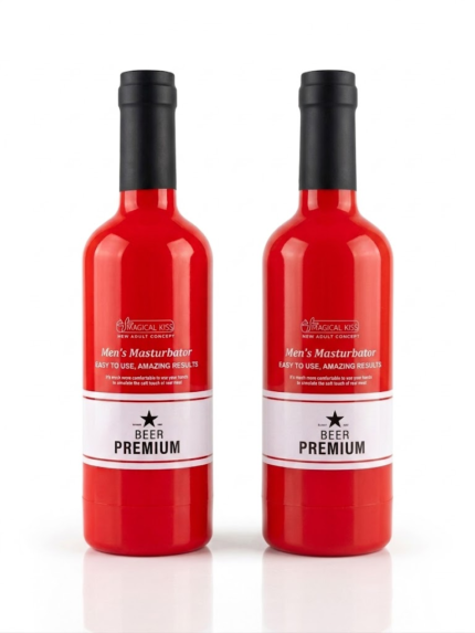 Masturbador Masculino Discreto Tipo Botella Magical Kiss Beer Premium Roja