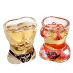 Vaso Tequilero de Vidrio con Forma de Torso Femenino y Bikini Rojo Shot de Colección con Detalle de Calavera