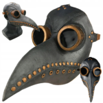 Máscara de Peste Negra de Cuero Estilo Cuervo Steampunk Diseño Retro con Remaches y Gafas Dobles (Negro Envejecido)