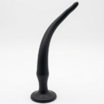 Dildo Curvo Anatómico de Silicona con Ventosa Negro Mate