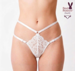 Panty Tanga Strappy de Encaje Blanca Bad Rabbit Lencería Sensual - Imagen 2