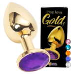 Plug Anal Metálico Joya Gold con Gema de Cristal Diseño Elegante y Anatómico