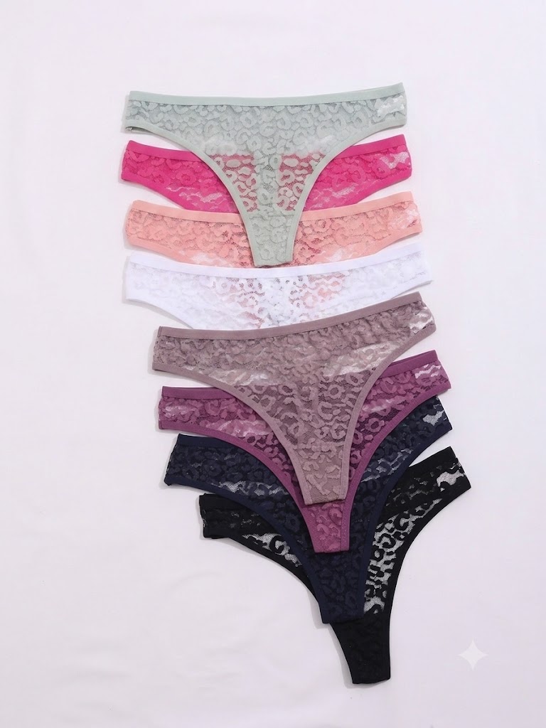 51f0b0b2-7389-4db6-b57d-5604f05b3fd3 Pantis Hilo de Encaje Transparente con Patrón Animal Print XL - Imagen 1