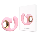 Vibrador de Succion y Estimulación Dual Born to Feeling Rosa con Anillo Dorado