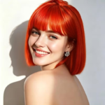 Peluca Erótica Corta Estilo Bob con Capul en Color Naranja Vibrante