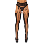 Medias Panty Lencería Lunel con Liguero Integrado y Calado de Red Negro