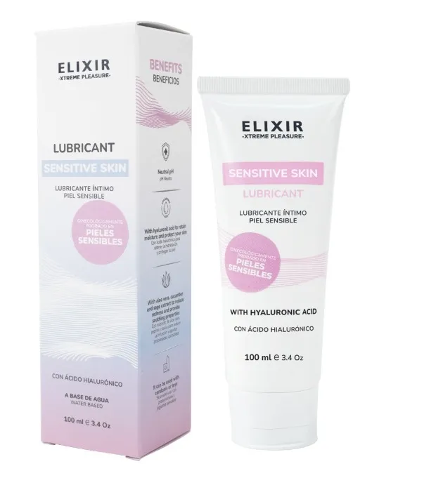 sensitiveskin100 Lubricante Íntimo Elixir Sensitive Skin a Base de Agua con Ácido Hialurónico 100 ml - Imagen 1