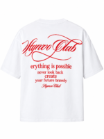Camiseta Oversize Blanca Stynvo Club Con Estampado Rojo
