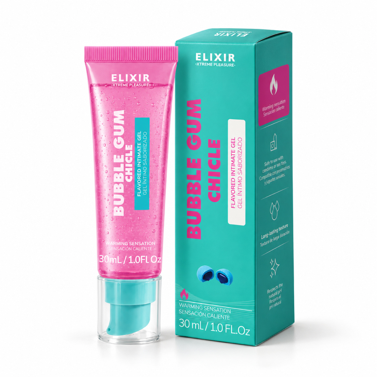 chicle2 Gel Íntimo Saborizado Elixir Sabor Chicle con Efecto Sensación Caliente 30ml - Imagen 1